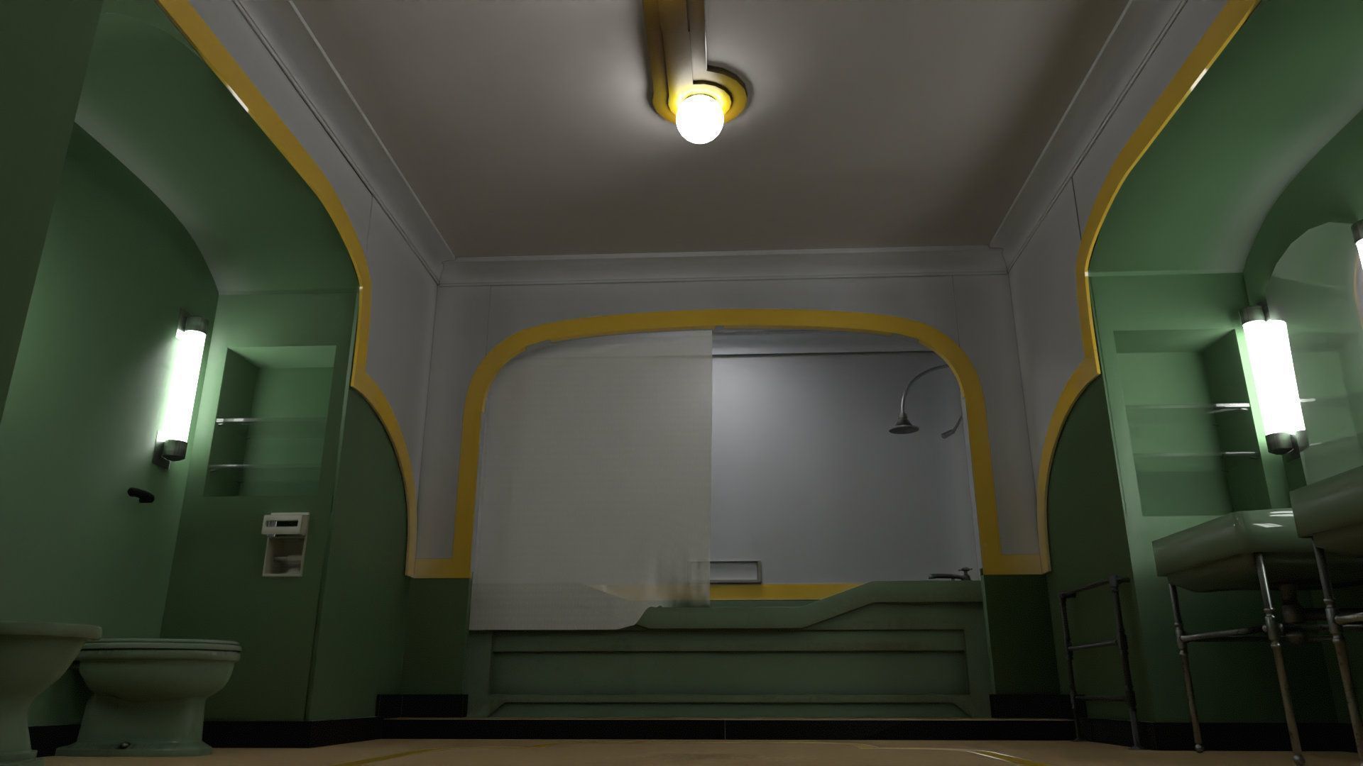 The Shining Green Bathroom Room 237 Low-poly 3D model_2