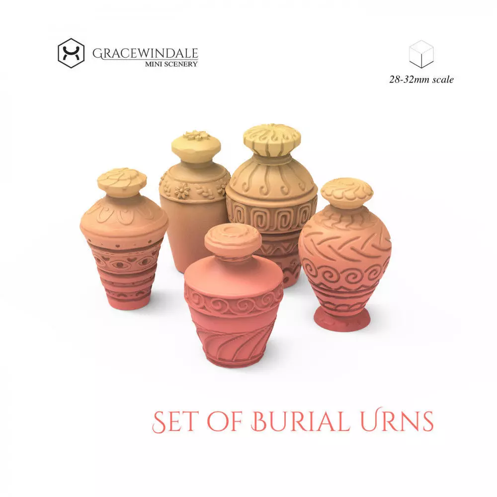 Set of Burial Urns 3D print model_0