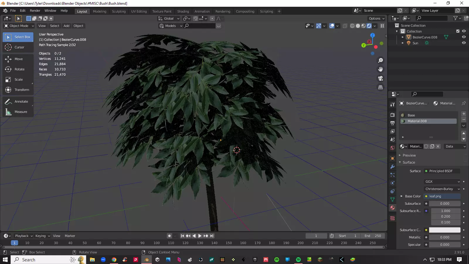 Bush Tree Plant Low-poly 3D model_0