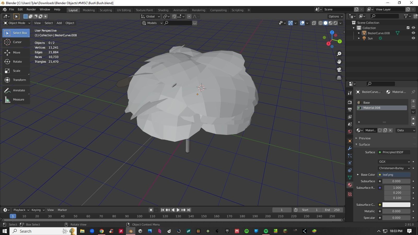 Bush Tree Plant Low-poly 3D model_6