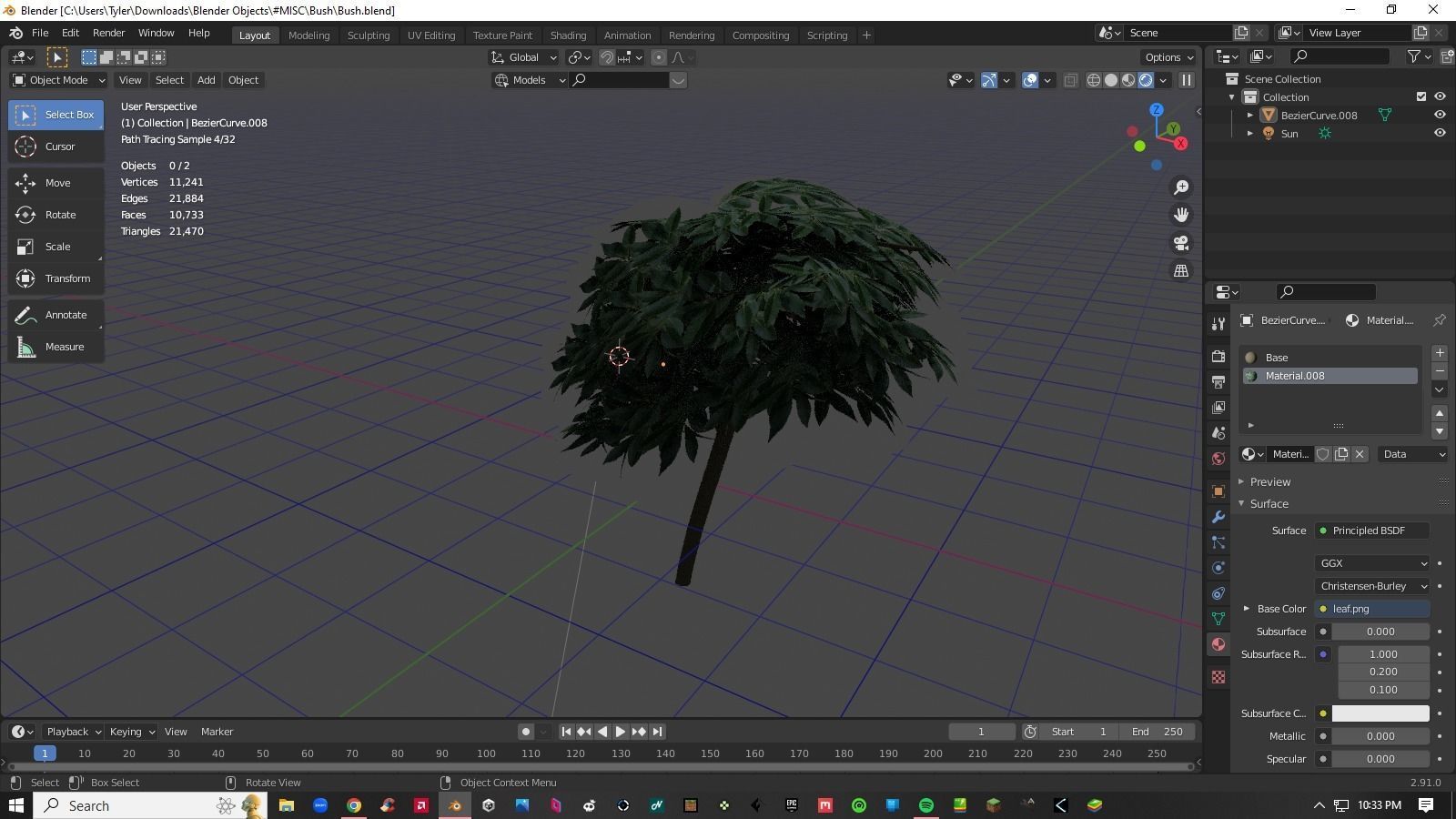 Bush Tree Plant Low-poly 3D model_3