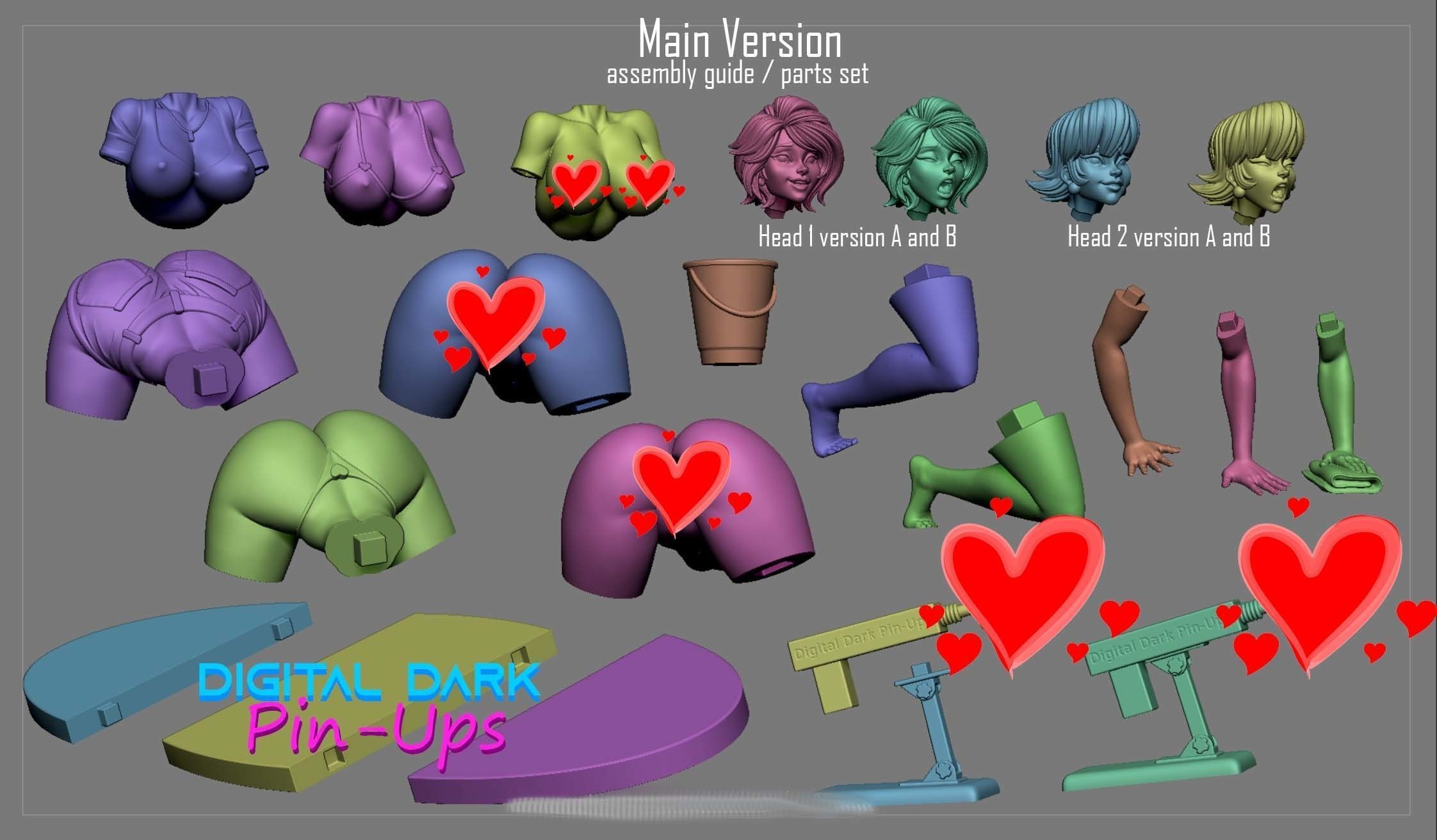 Aunt Cass with NSFW version Miniature version and two themed set 3D print model_15