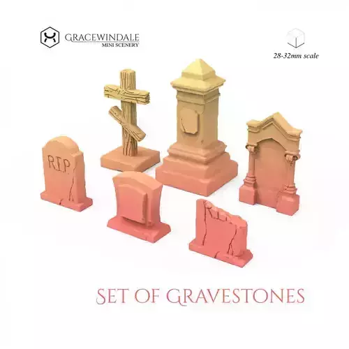 Set of Gravestones 3D print model