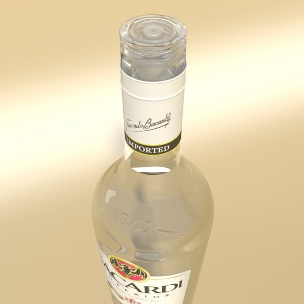 High Detailed Bacardi Bottle Mojito and Rum Shot 3D model_4