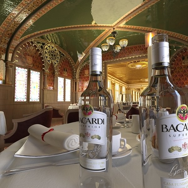 High Detailed Bacardi Bottle Mojito and Rum Shot 3D model_13