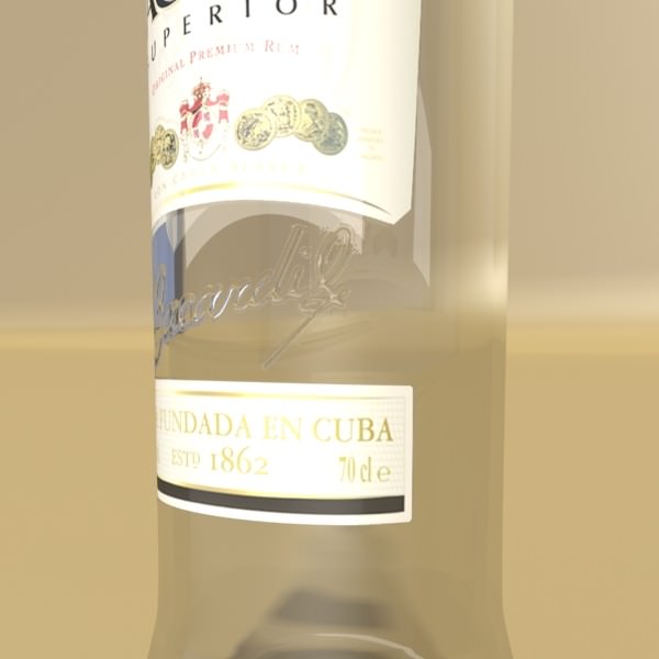 High Detailed Bacardi Bottle Mojito and Rum Shot 3D model_8