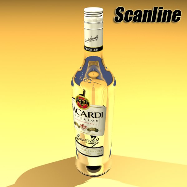 High Detailed Bacardi Bottle Mojito and Rum Shot 3D model_12