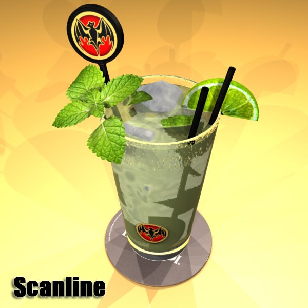 High Detailed Bacardi Bottle Mojito and Rum Shot 3D model_25