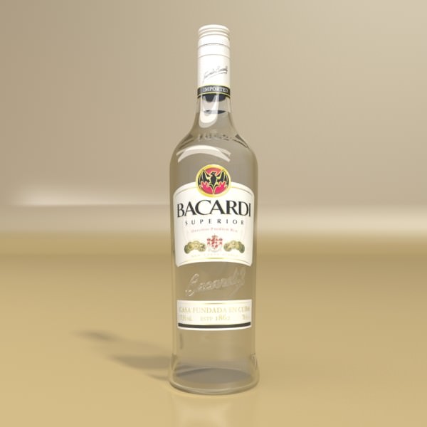 High Detailed Bacardi Bottle Mojito and Rum Shot 3D model_2