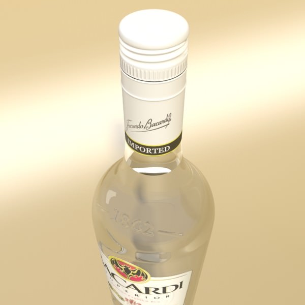 High Detailed Bacardi Bottle Mojito and Rum Shot 3D model_3