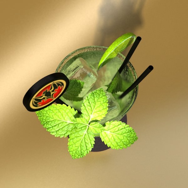 High Detailed Bacardi Bottle Mojito and Rum Shot 3D model_15