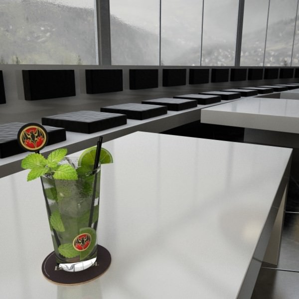 High Detailed Bacardi Bottle Mojito and Rum Shot 3D model_24