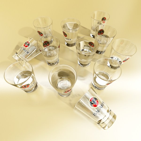 High Detailed Bacardi Bottle Mojito and Rum Shot 3D model_34