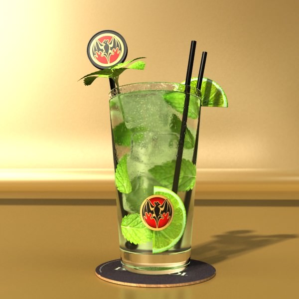 High Detailed Bacardi Bottle Mojito and Rum Shot 3D model_16