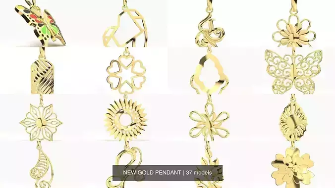 NEW GOLD PENDANT 3D Model Collection