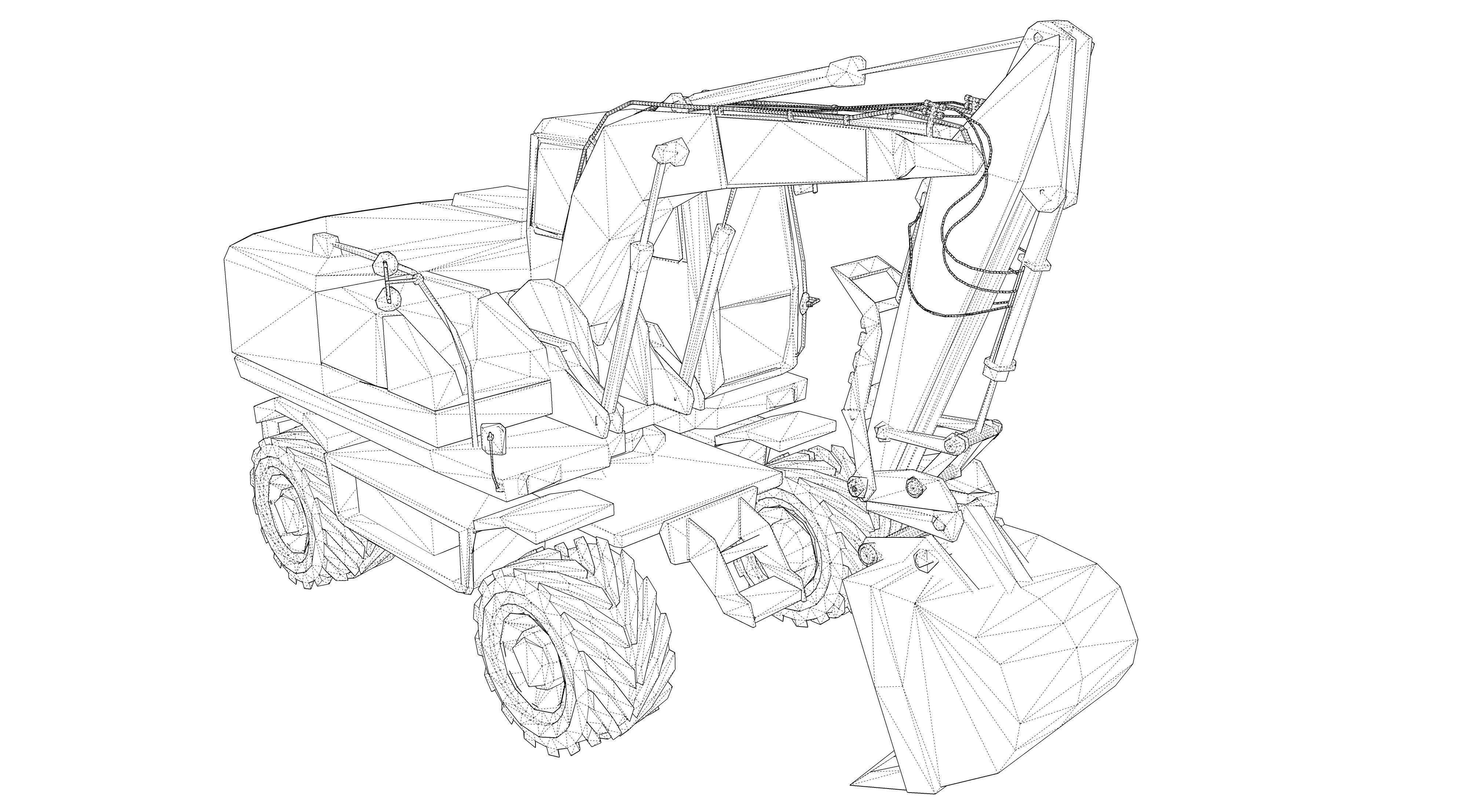 Excavator orange 3D model_12