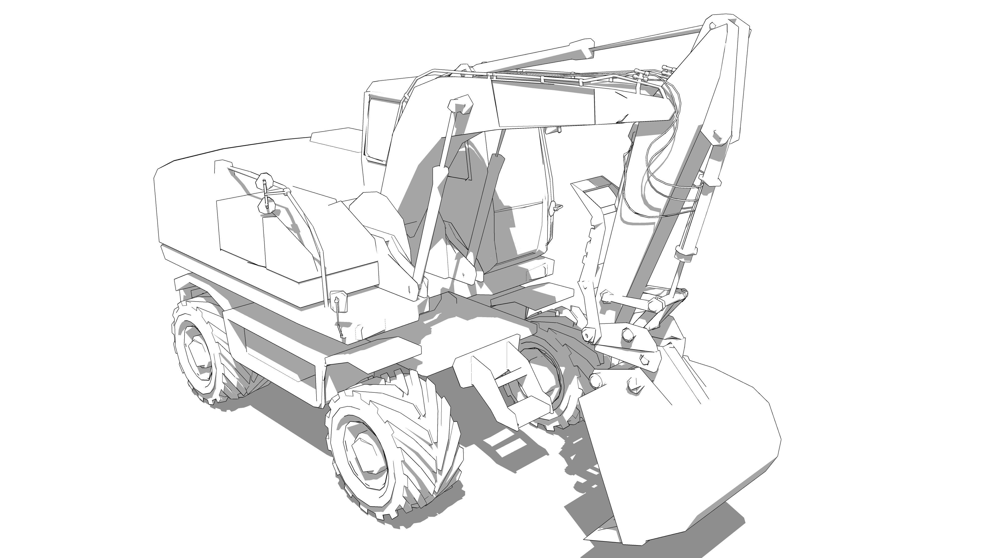 Excavator orange 3D model_11
