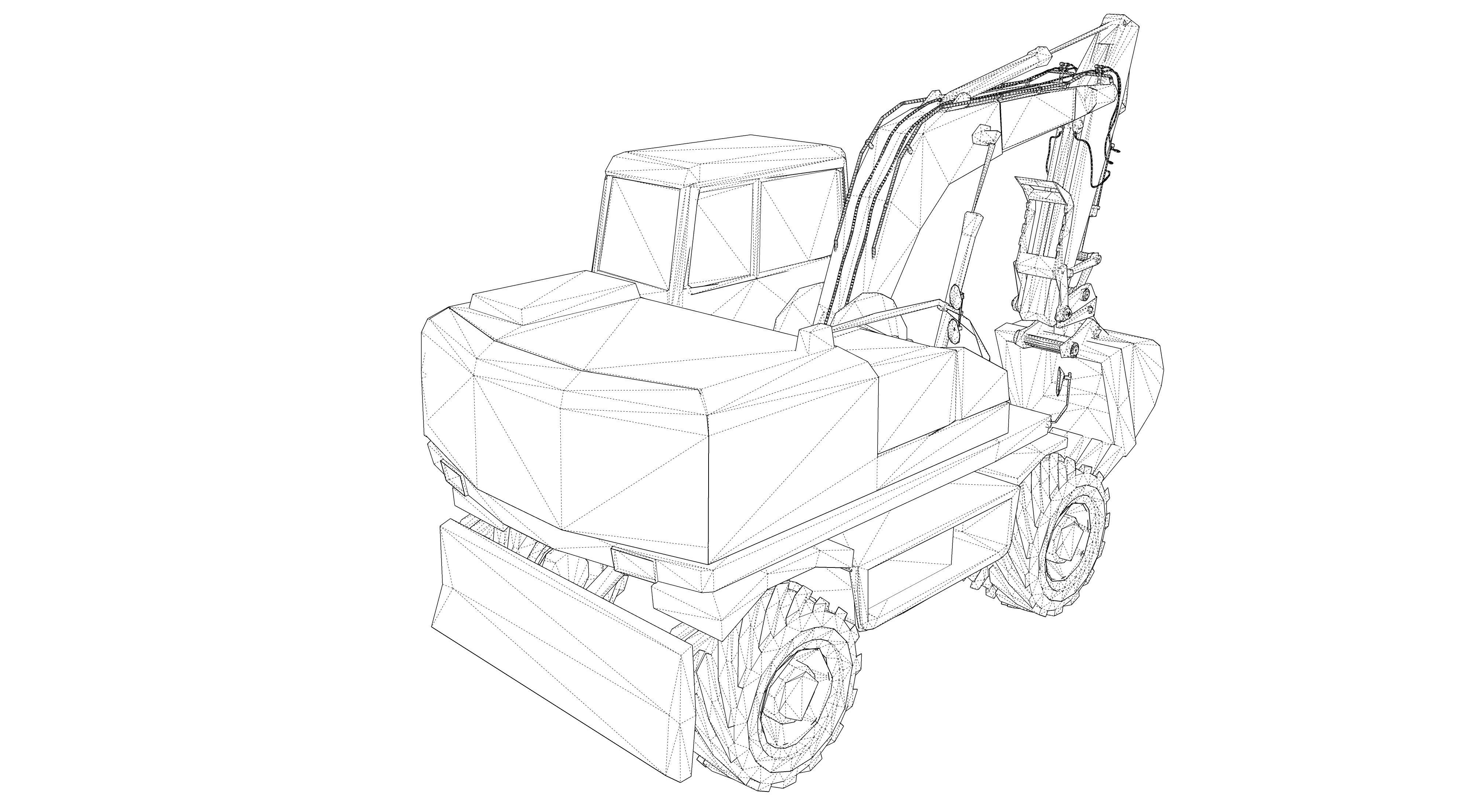 Excavator orange 3D model_15