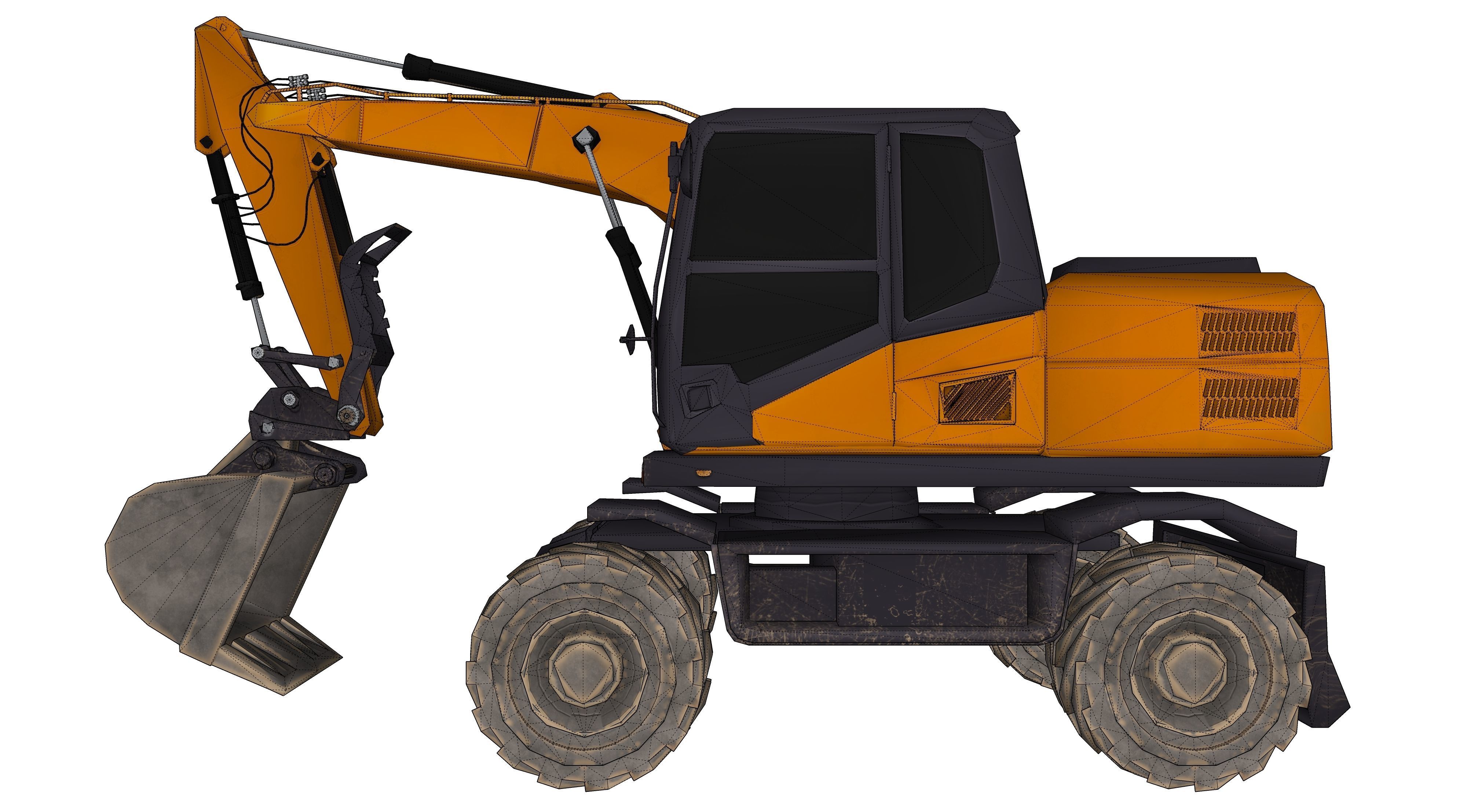 Excavator orange 3D model_9