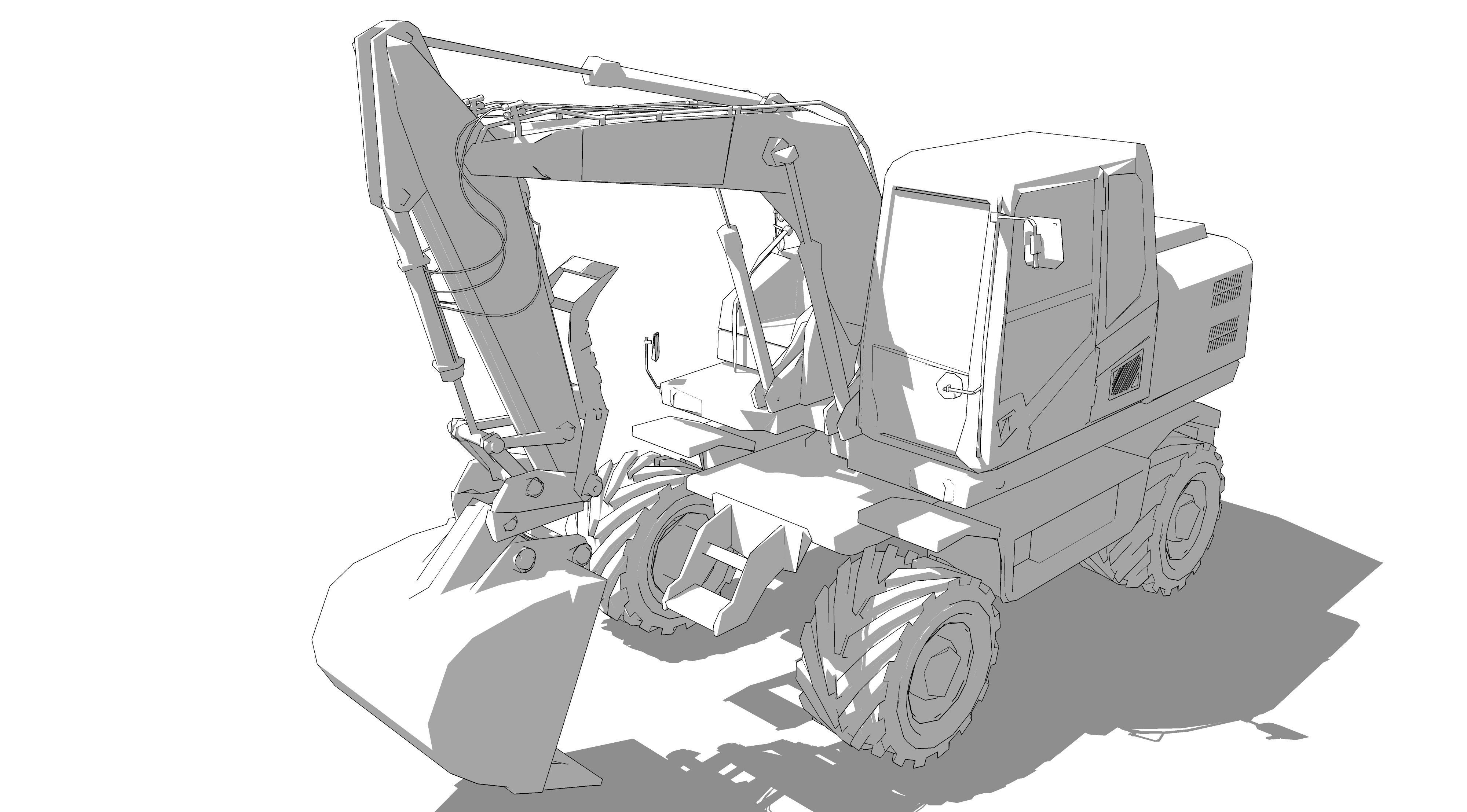 Excavator orange 3D model_10