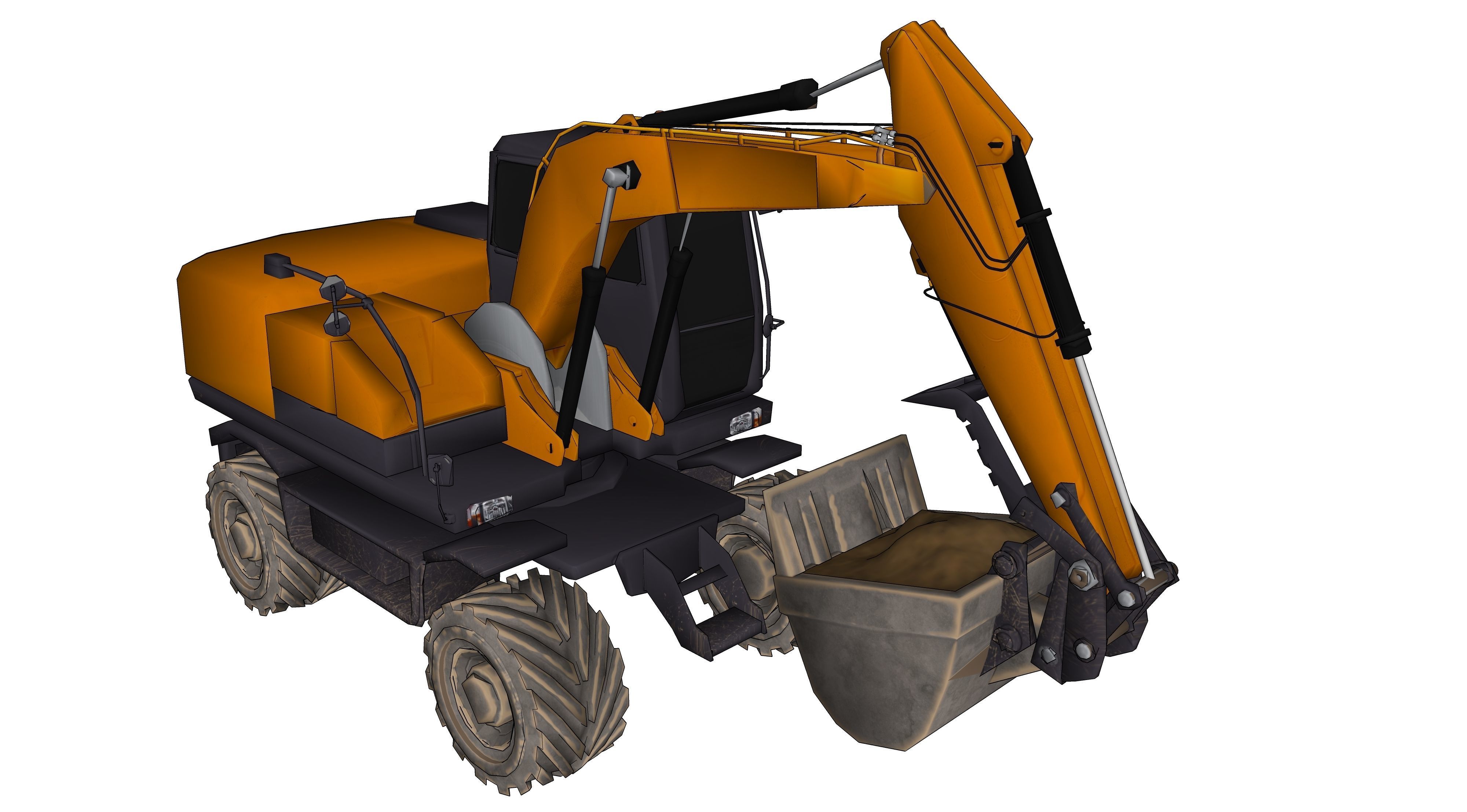 Excavator orange 3D model_3