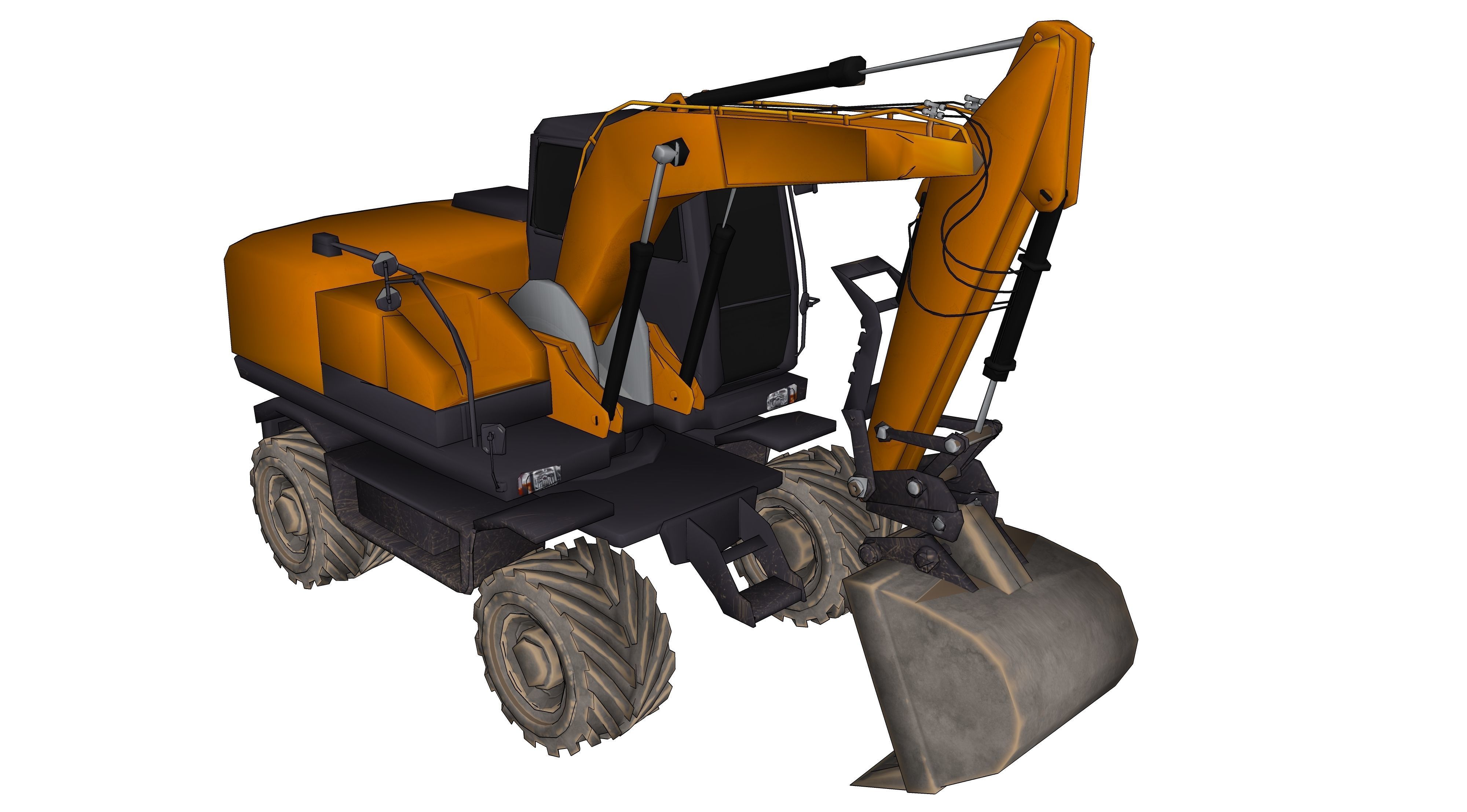 Excavator orange 3D model_6
