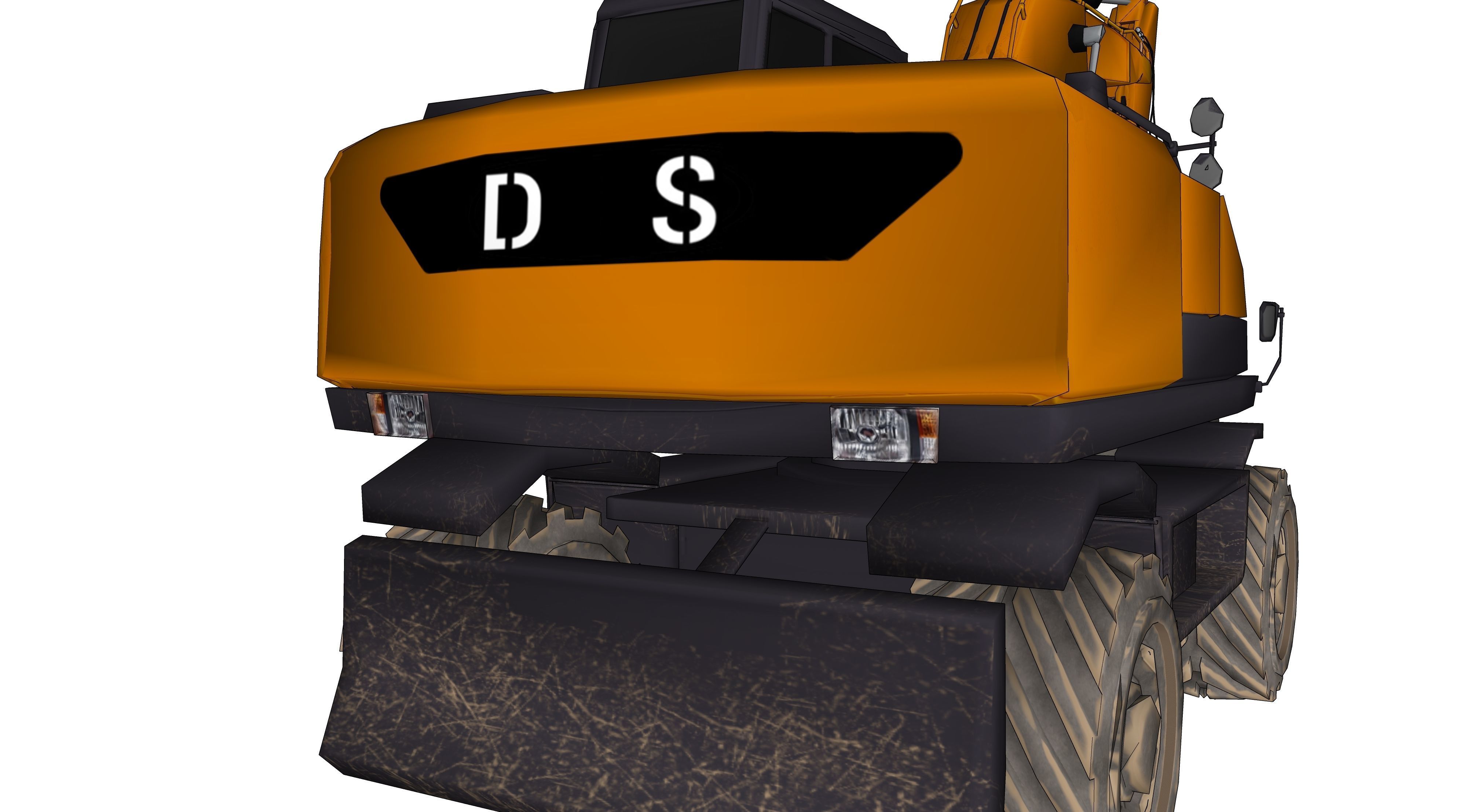 Excavator orange 3D model_8