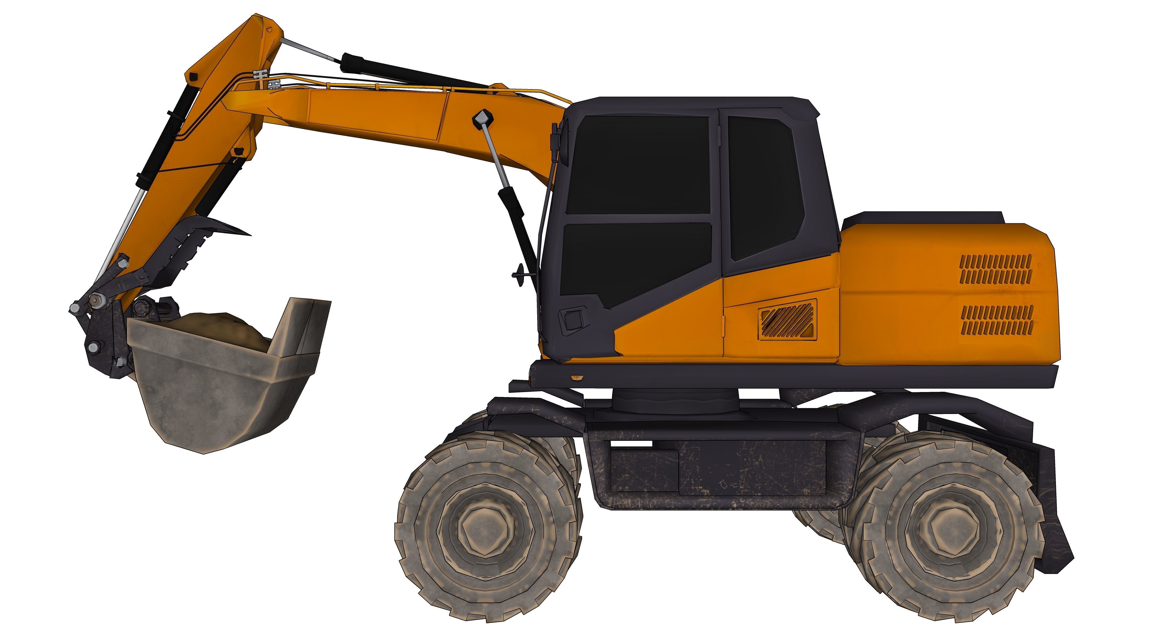 Excavator orange 3D model_4