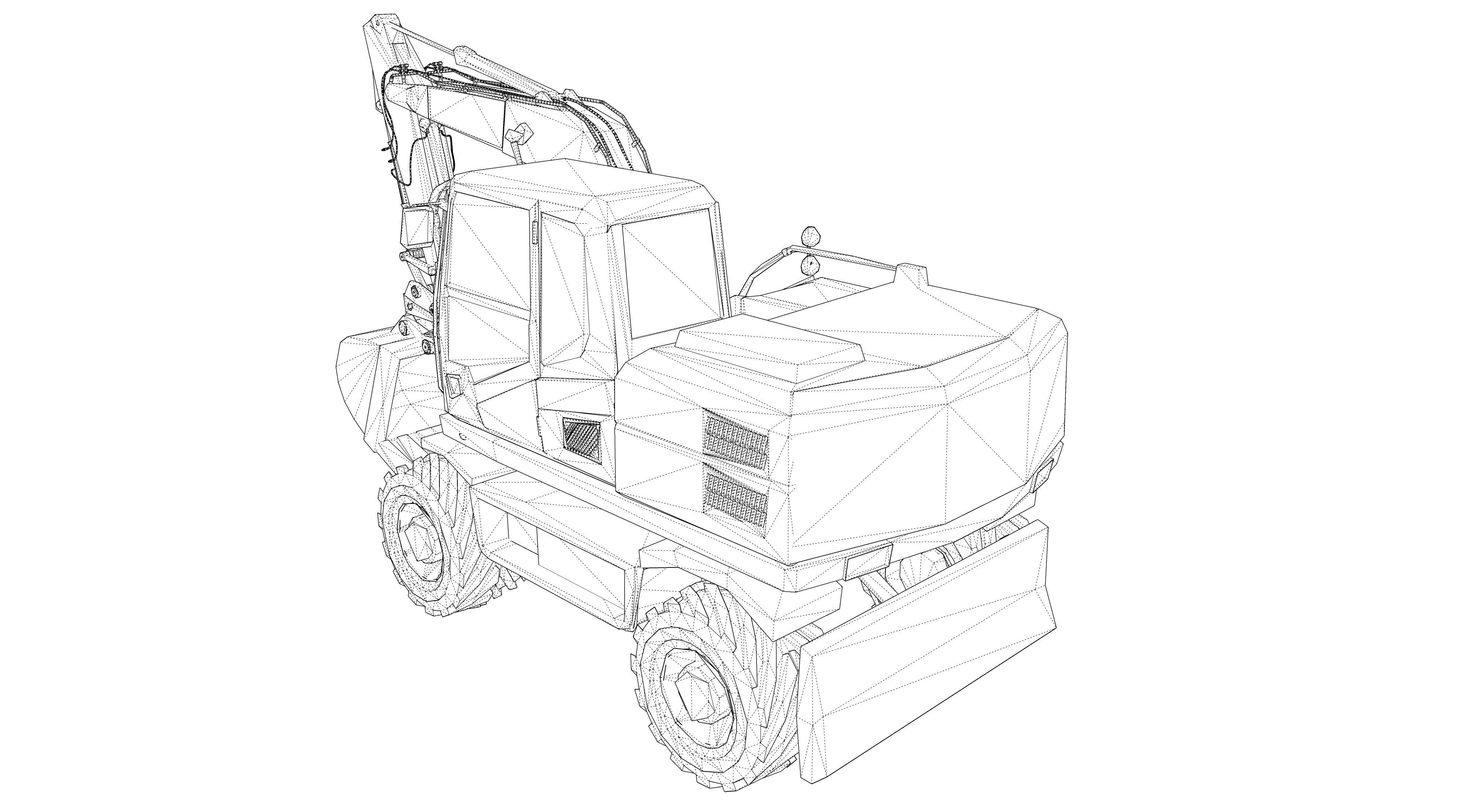 Excavator orange 3D model_14