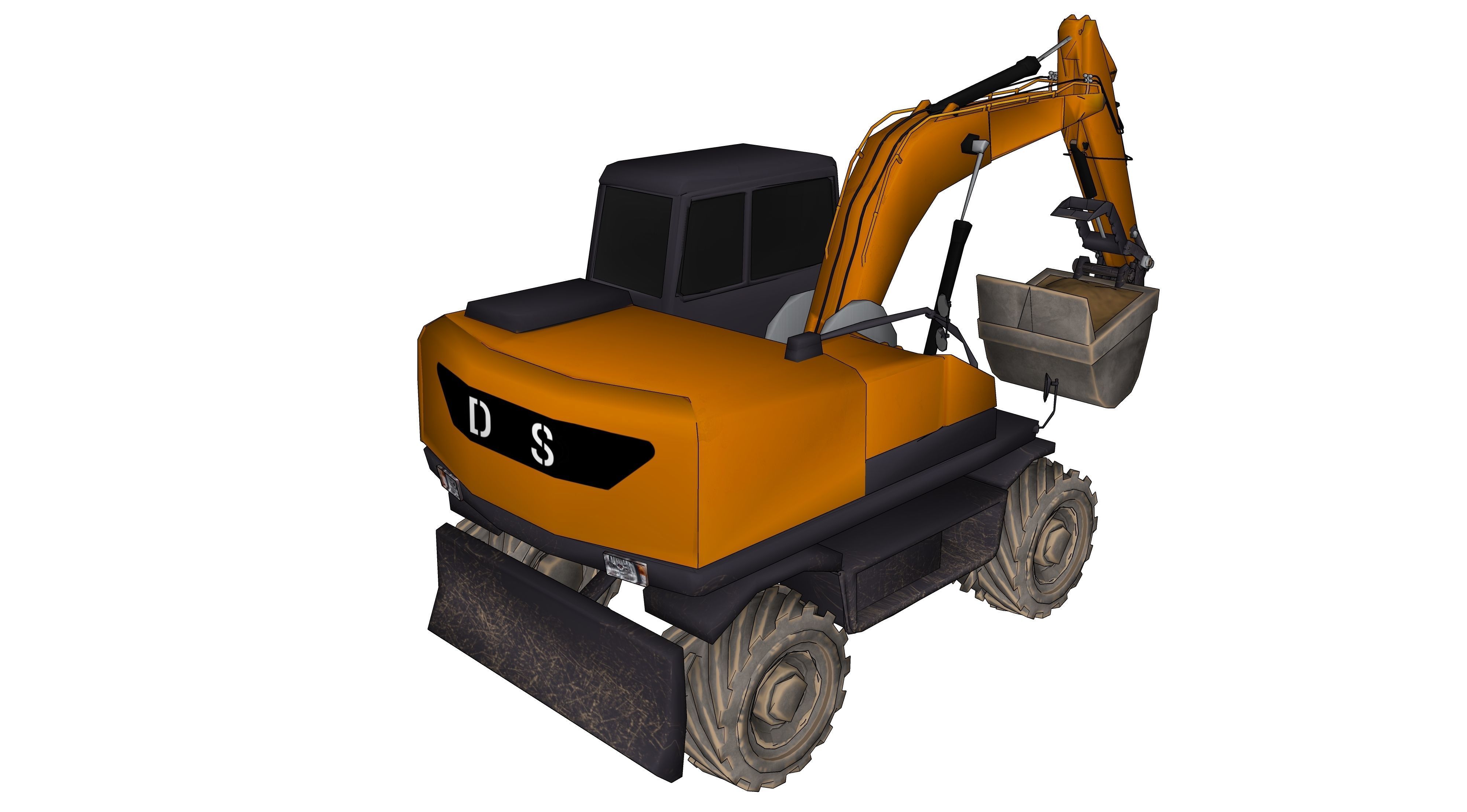 Excavator orange 3D model_2