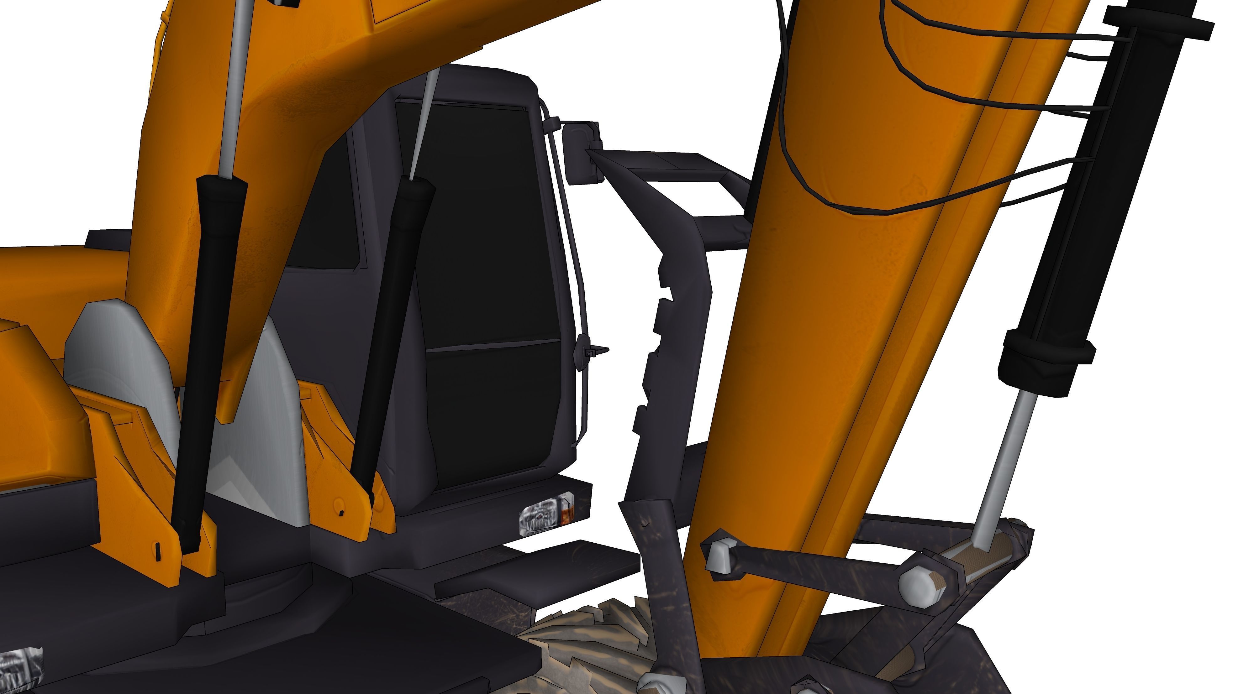 Excavator orange 3D model_7