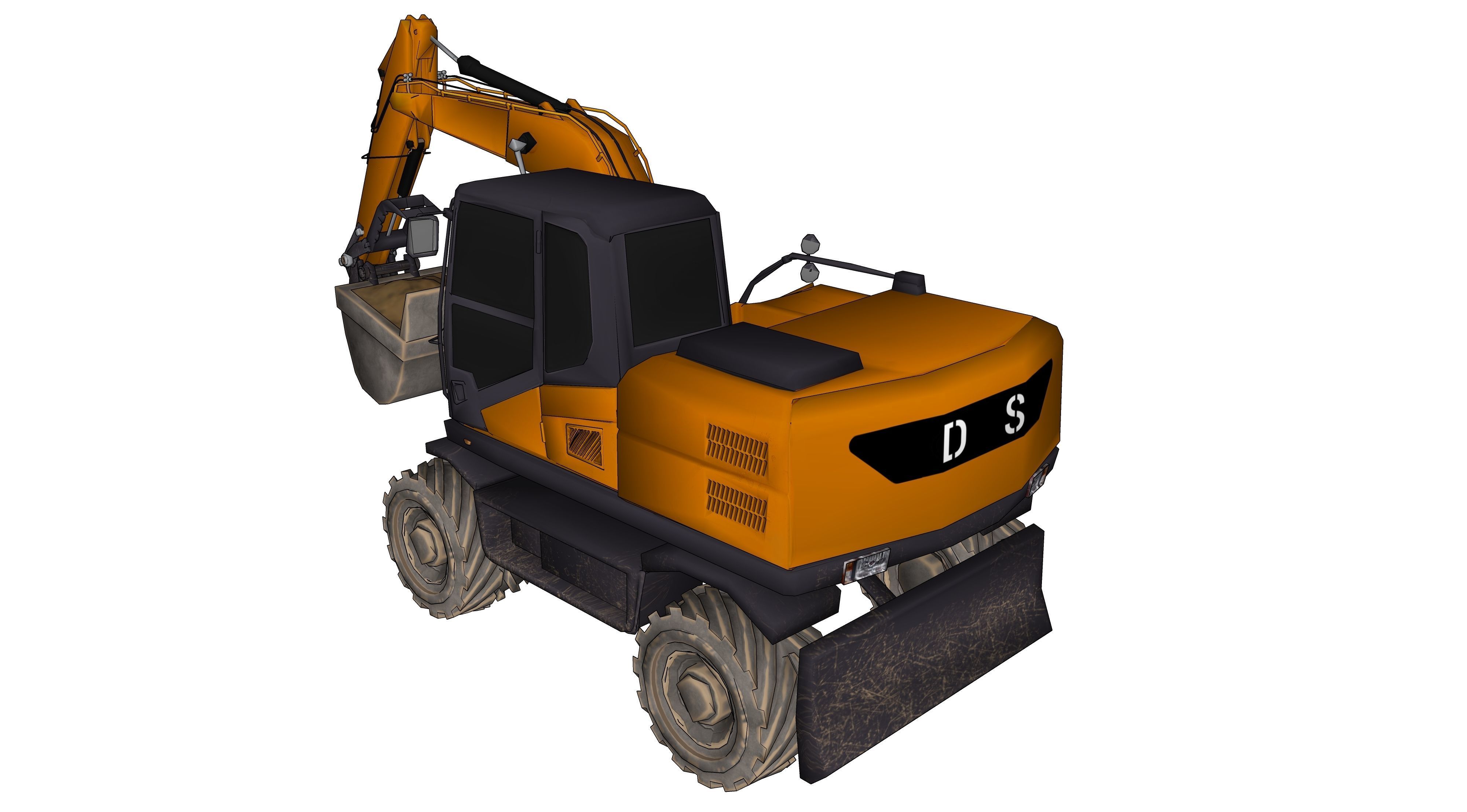 Excavator orange 3D model_1