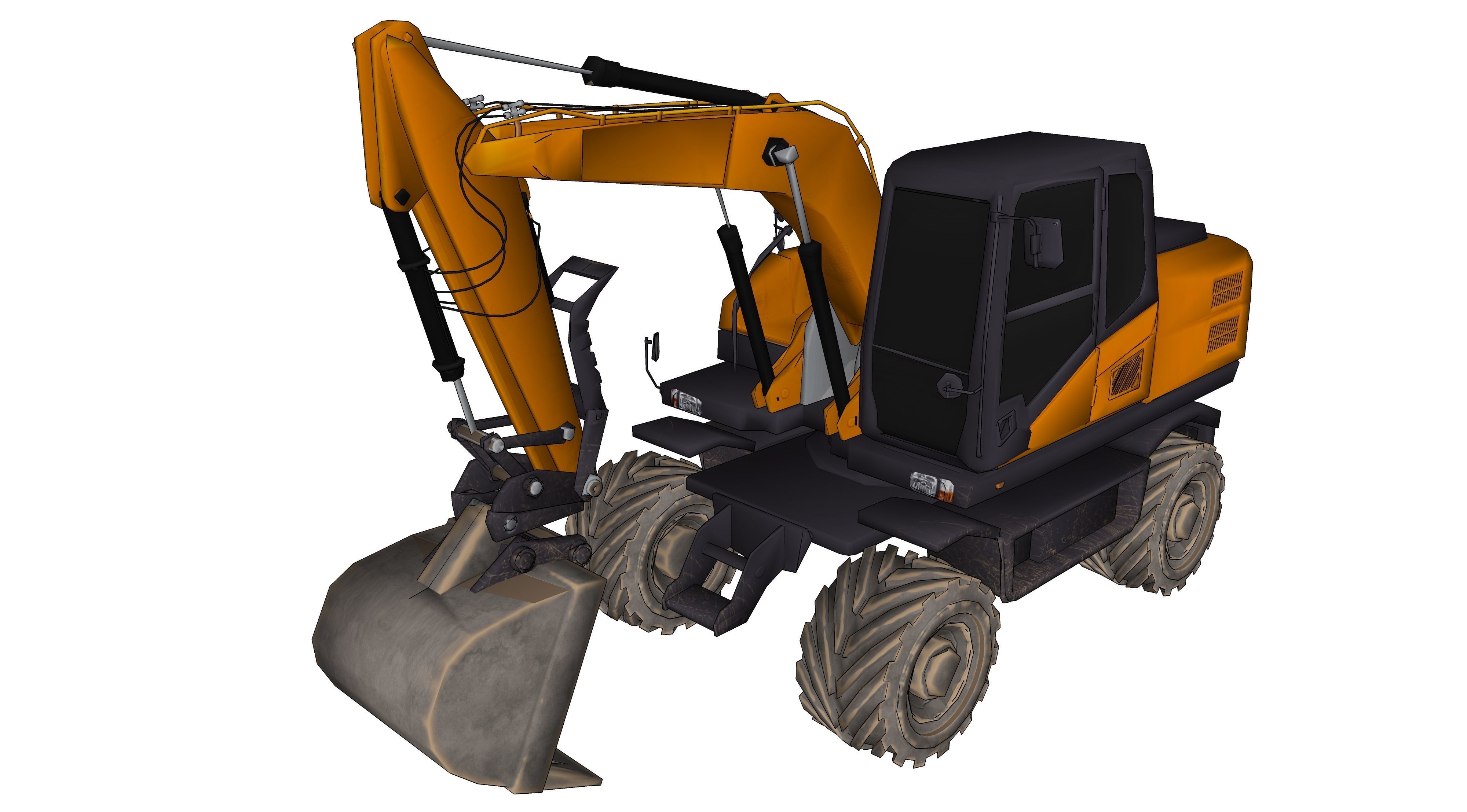 Excavator orange 3D model_5