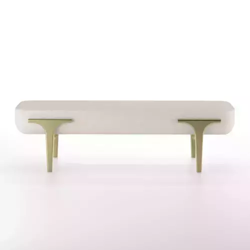 Upholstered Bench with Bronze-Patina Brass Details 3D model