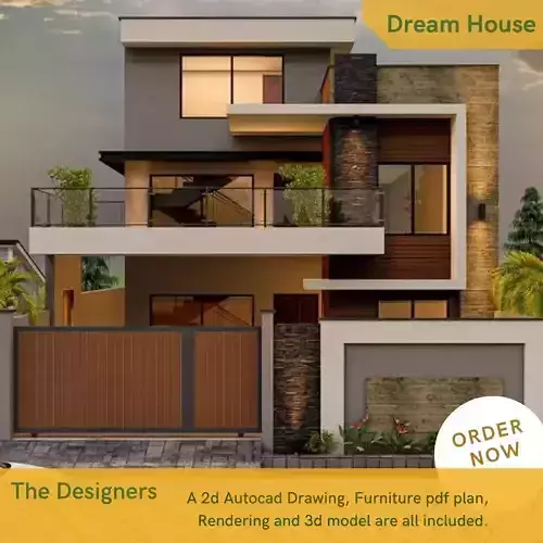 30x60 house plan 1800 sqft 3D model