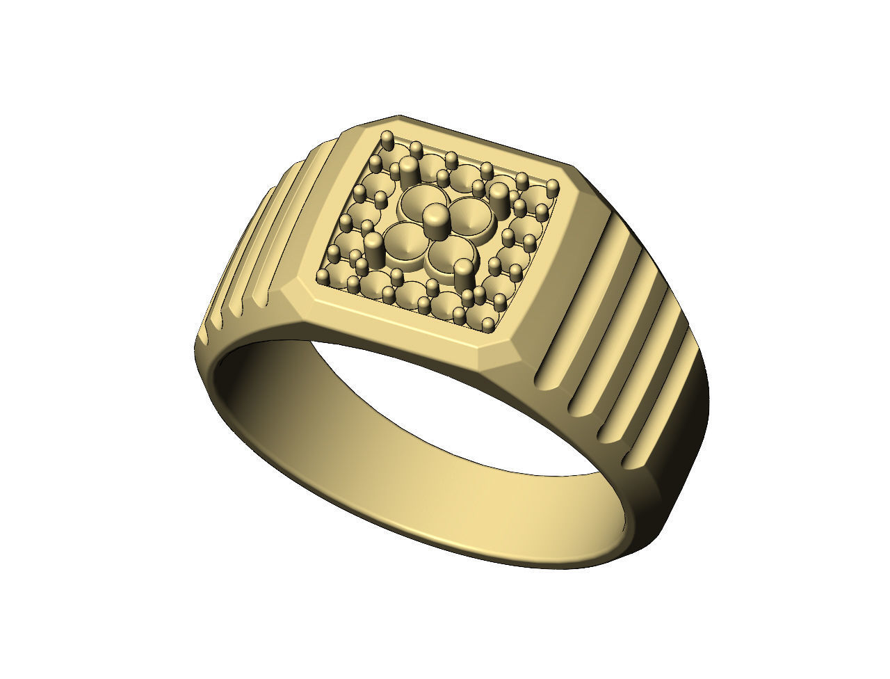 Square cluster diamond top undulated ring US sizes 7 8 9 3D print model_6