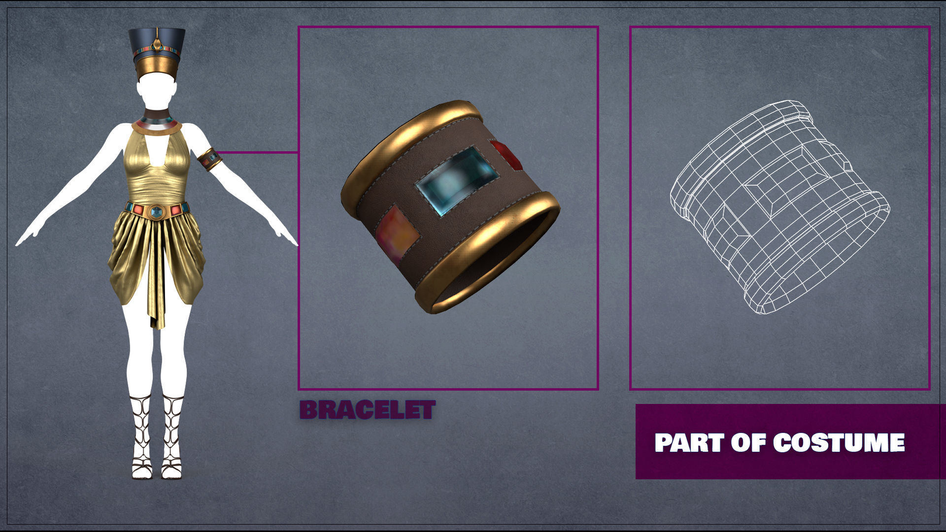 Egyptian princess Costume Low-poly 3D model PBR Low-poly 3D model_7