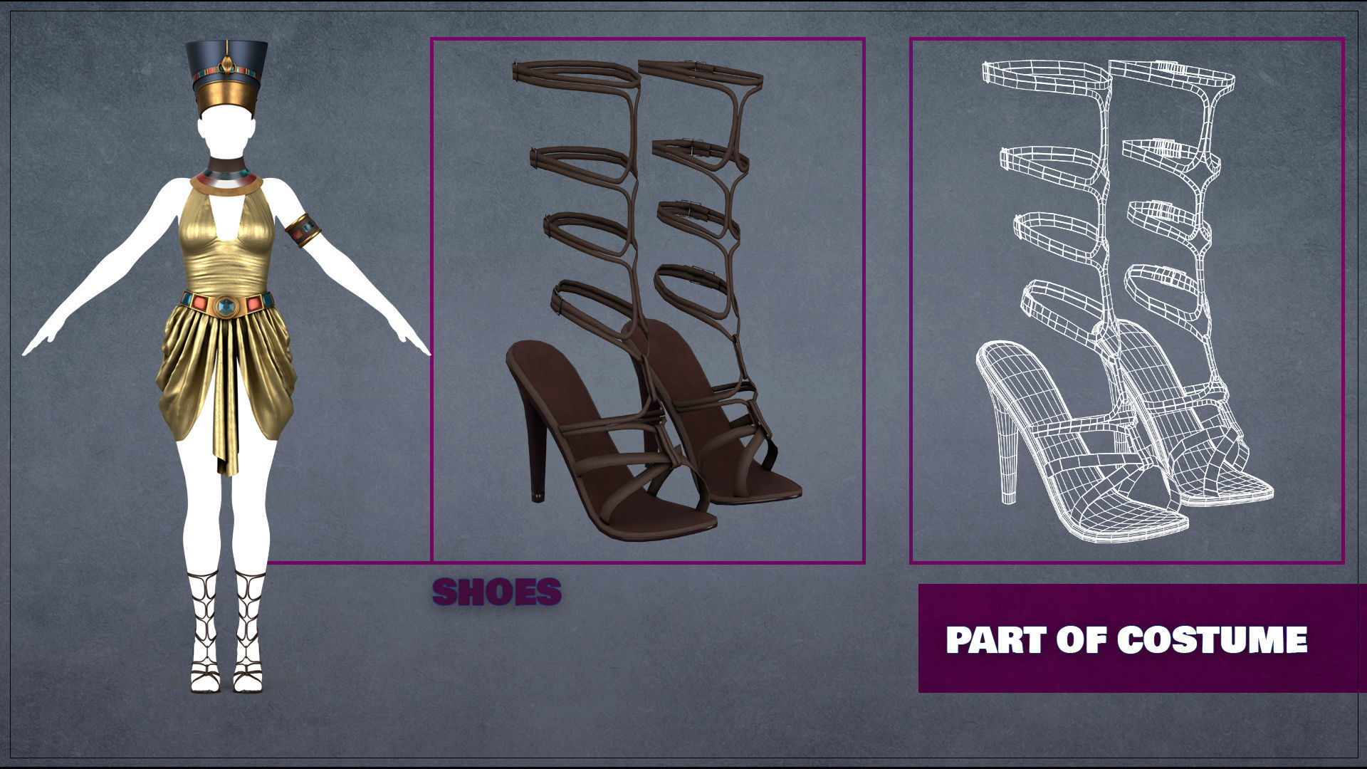 Egyptian princess Costume Low-poly 3D model PBR Low-poly 3D model_5