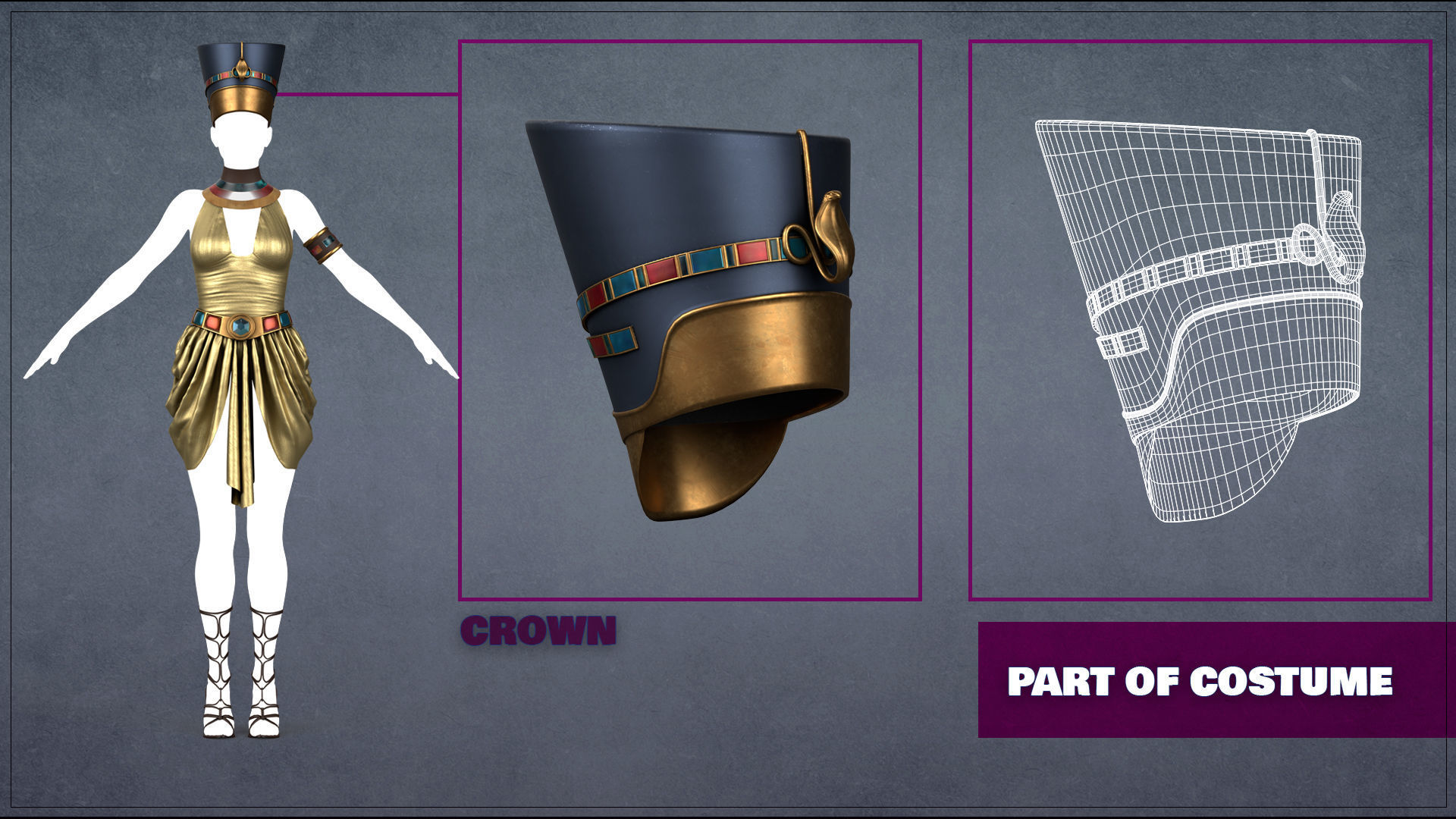 Egyptian princess Costume Low-poly 3D model PBR Low-poly 3D model_4