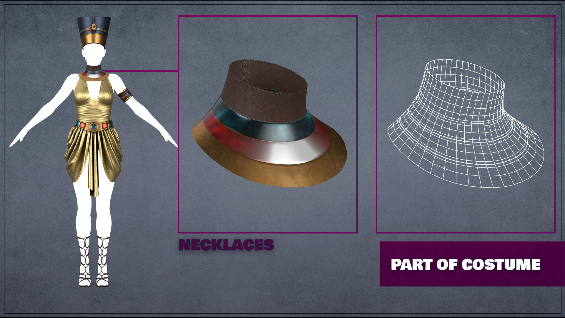 Egyptian princess Costume Low-poly 3D model PBR Low-poly 3D model_6