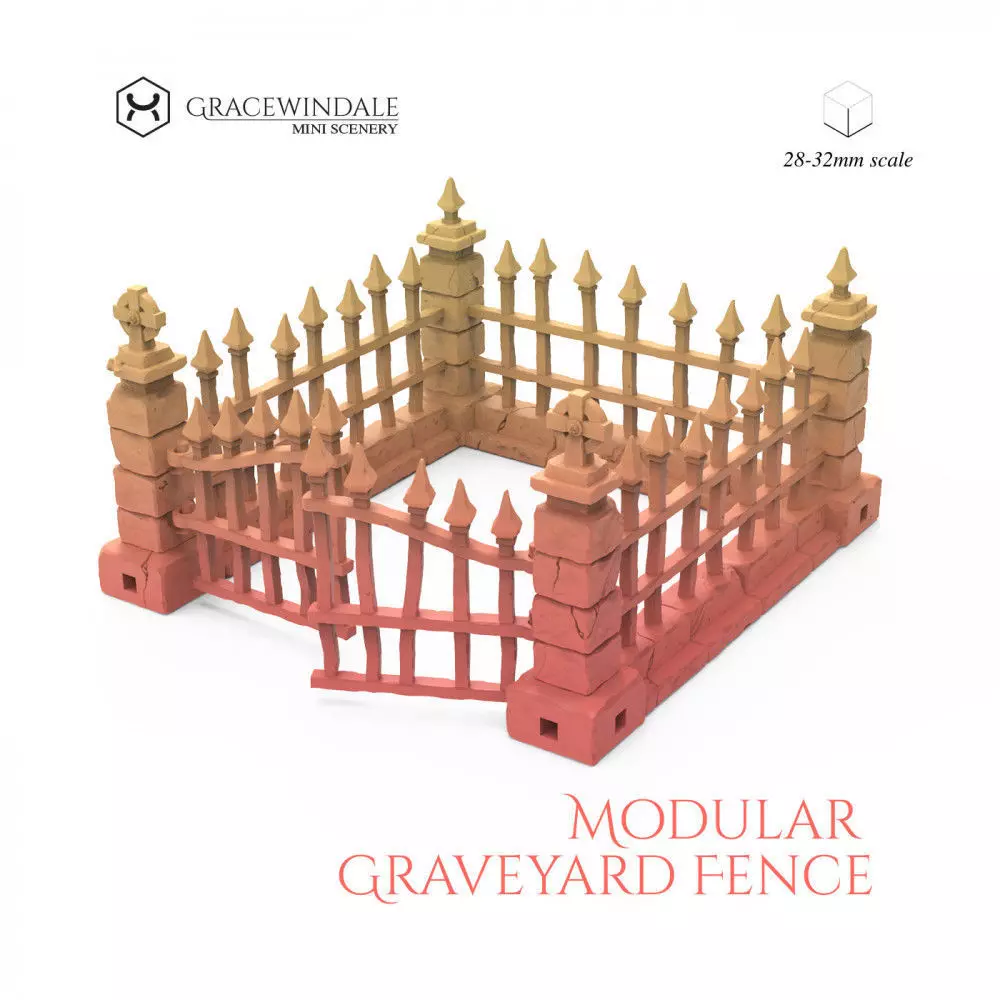 Modular Graveyard Fence 3D print model_0