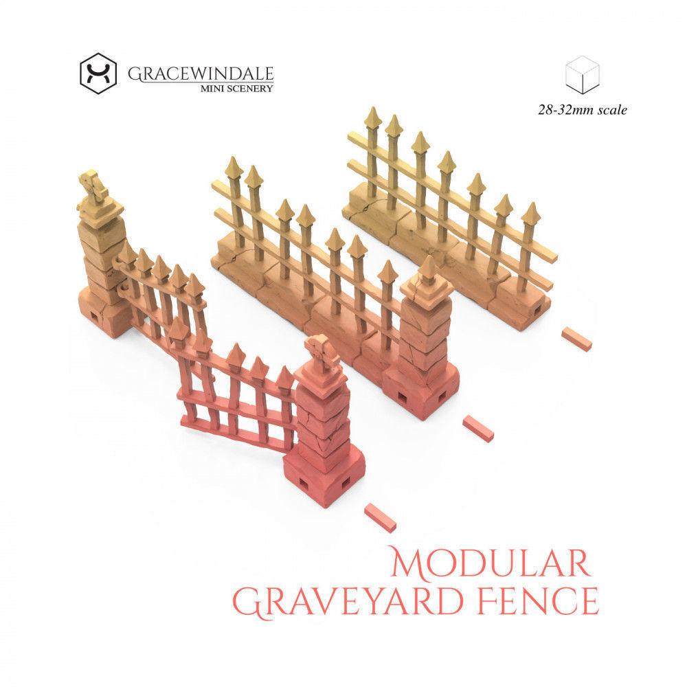 Modular Graveyard Fence 3D print model_1