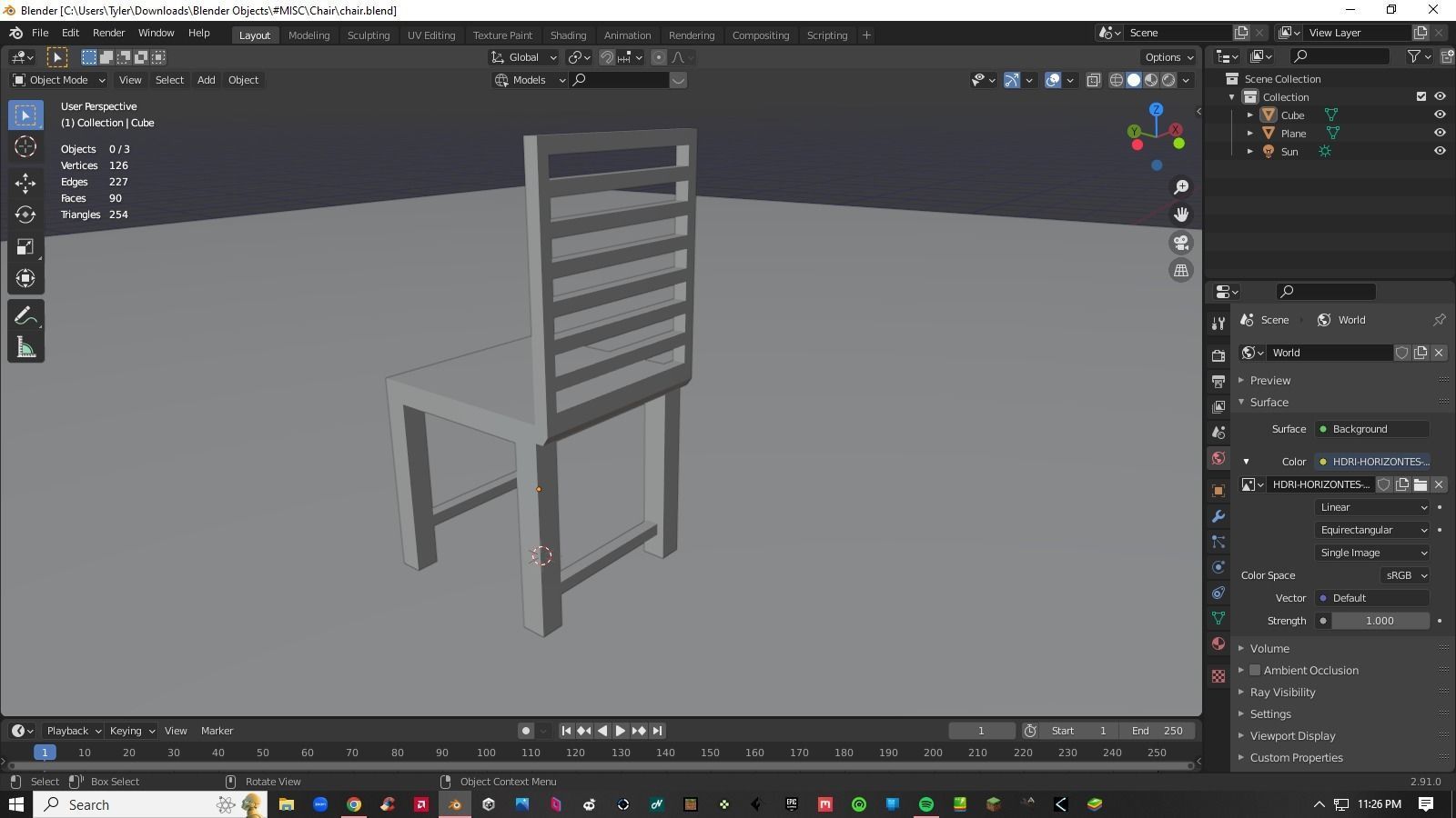 Chair Low-poly 3D model_9
