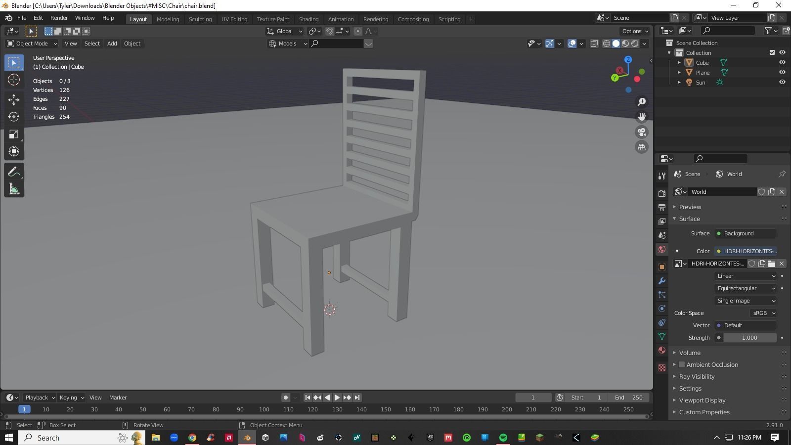 Chair Low-poly 3D model_8