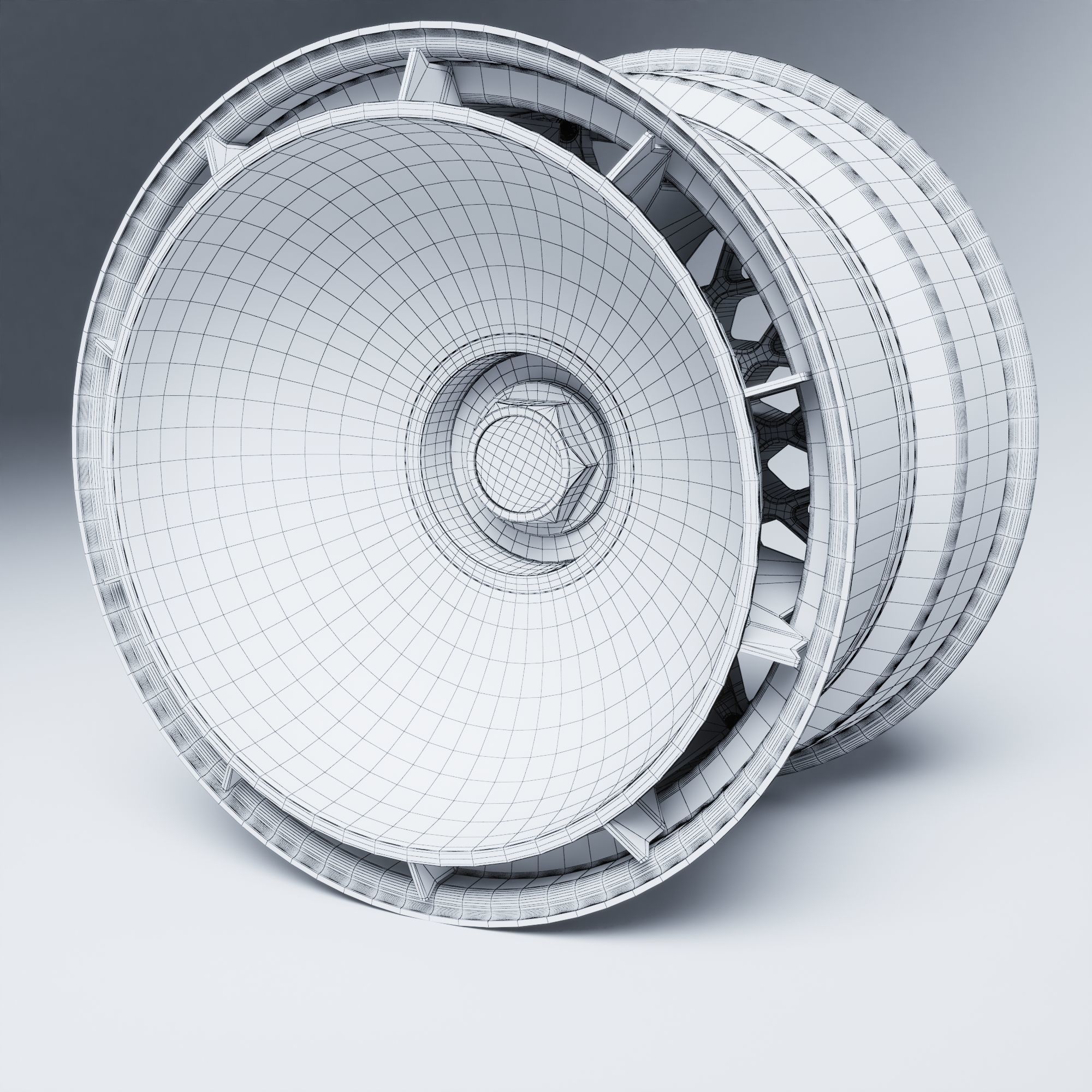 BBS E55 With Turbofan 3 PIECE WHEELS Low-poly 3D model_32