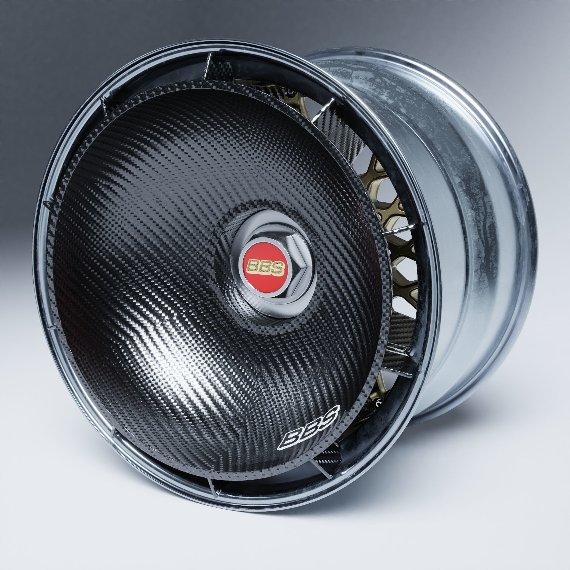 BBS E55 With Turbofan 3 PIECE WHEELS Low-poly 3D model_25