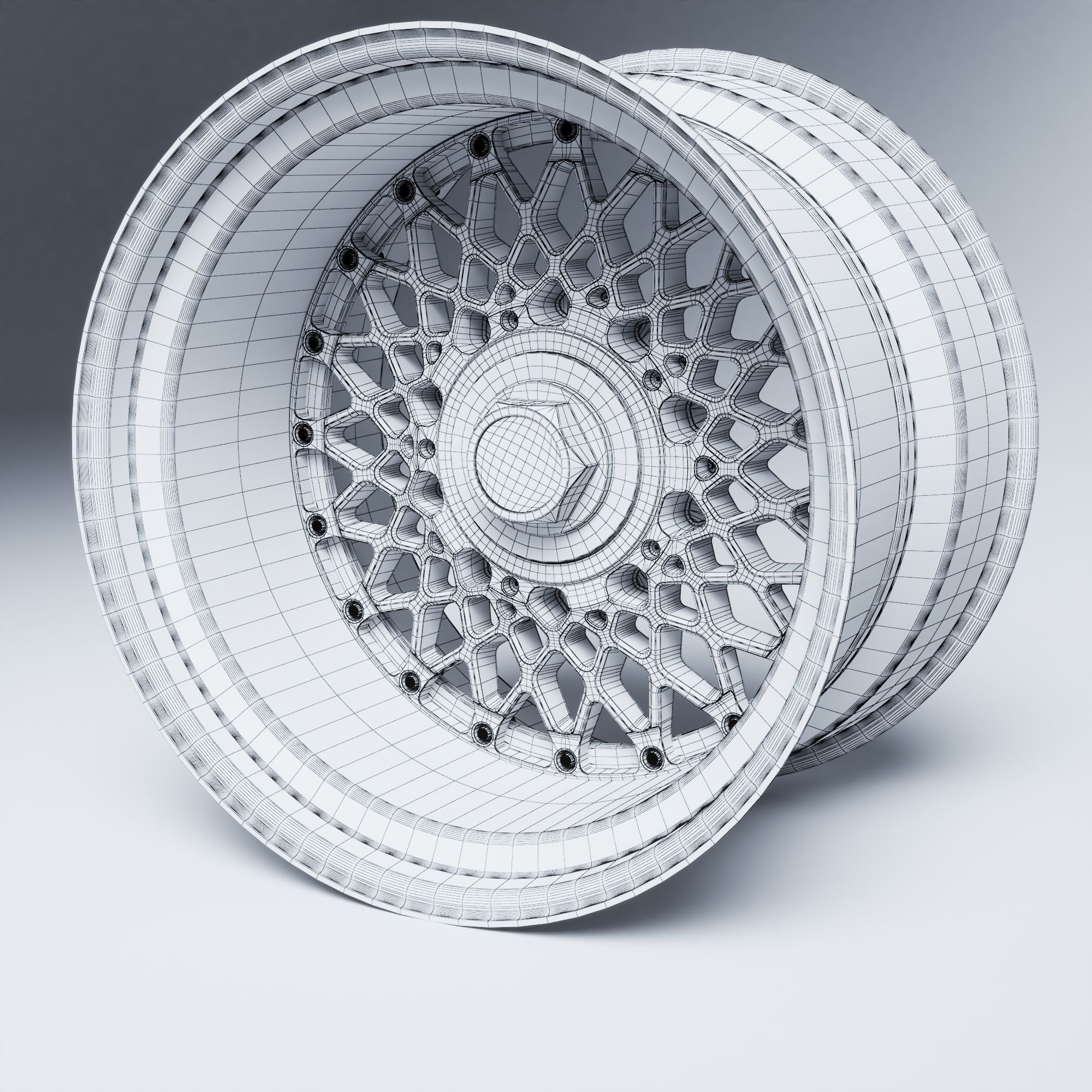 BBS E55 With Turbofan 3 PIECE WHEELS Low-poly 3D model_60