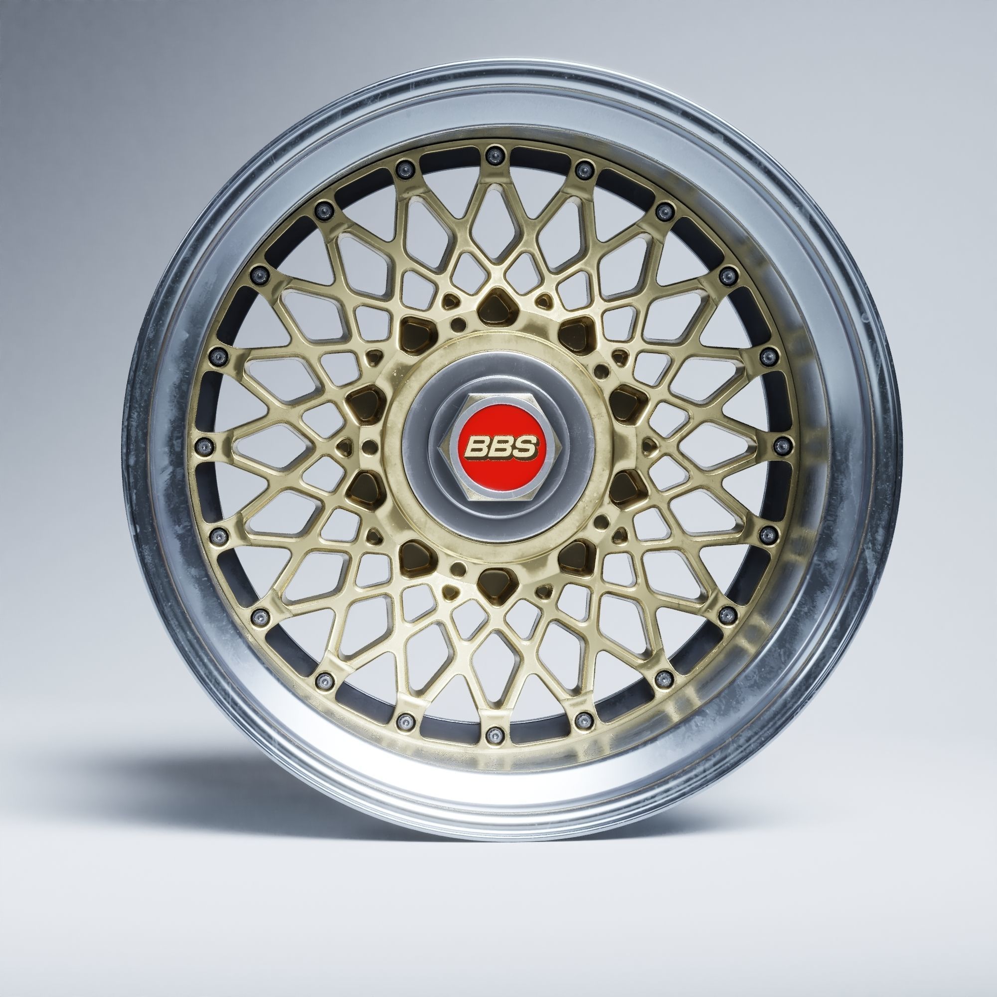BBS E55 With Turbofan 3 PIECE WHEELS Low-poly 3D model_39
