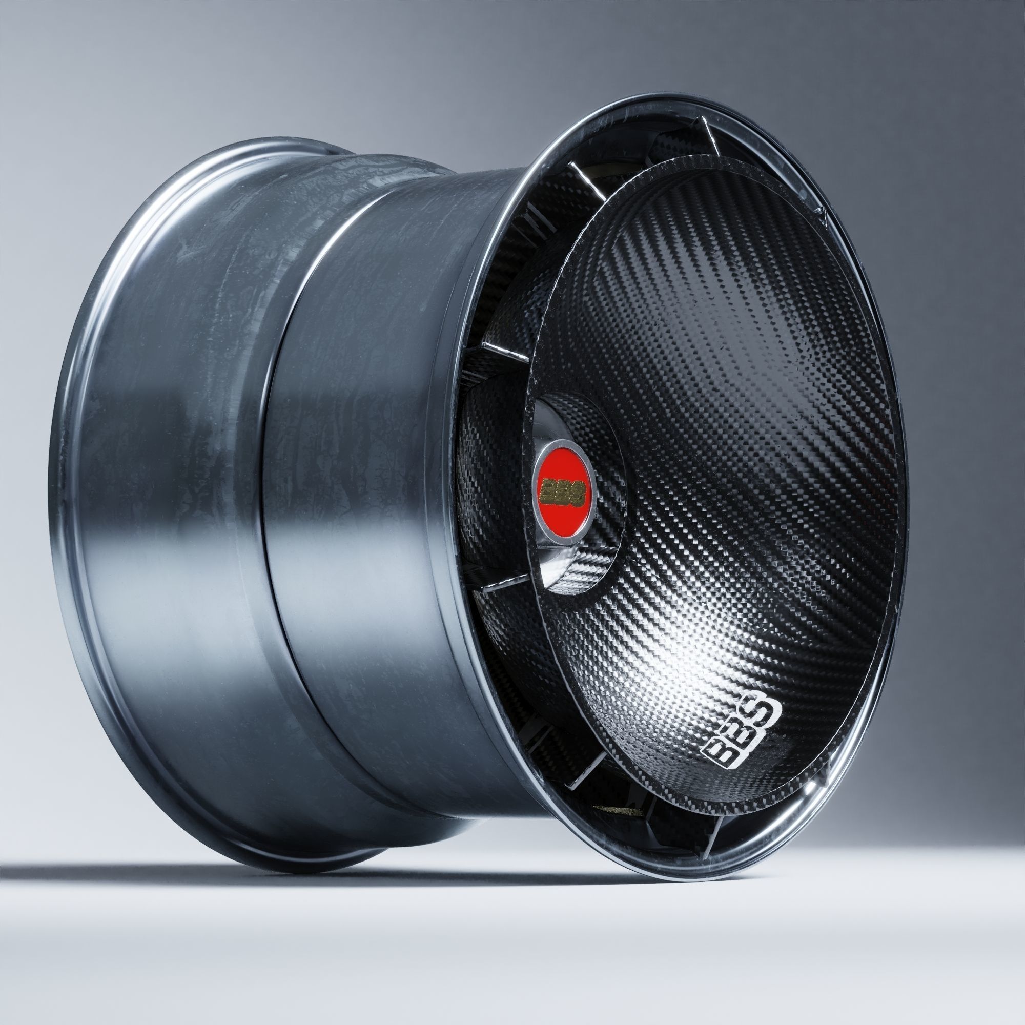 BBS E55 With Turbofan 3 PIECE WHEELS Low-poly 3D model_15