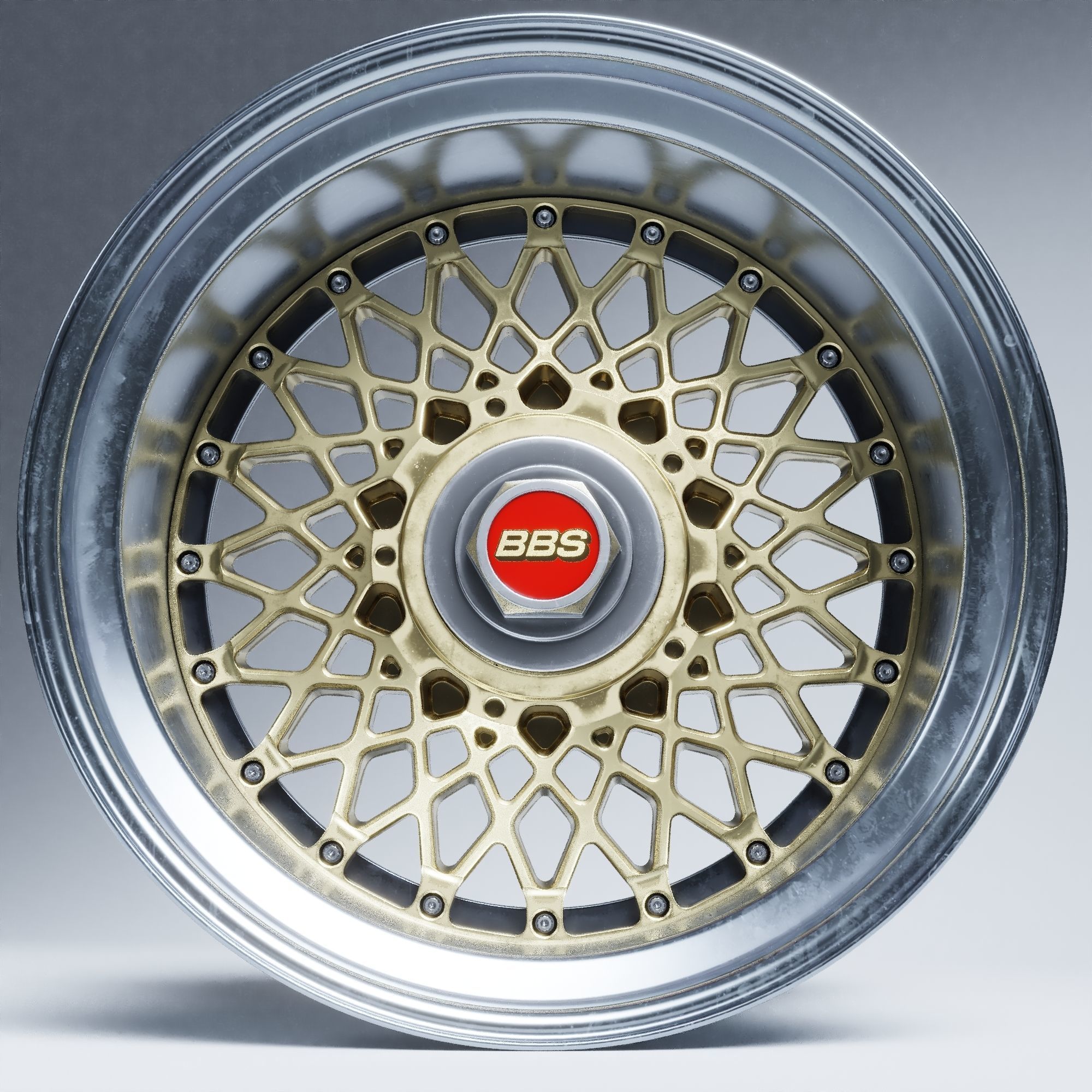 BBS E55 With Turbofan 3 PIECE WHEELS Low-poly 3D model_46